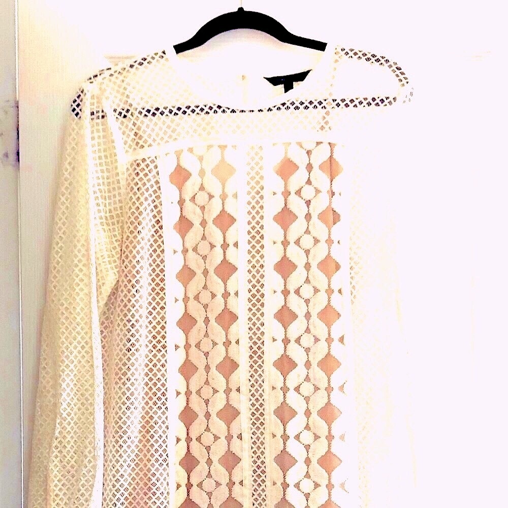 BCBG vacation beauty. Very intricate and delicate details.  Dress up or casual.